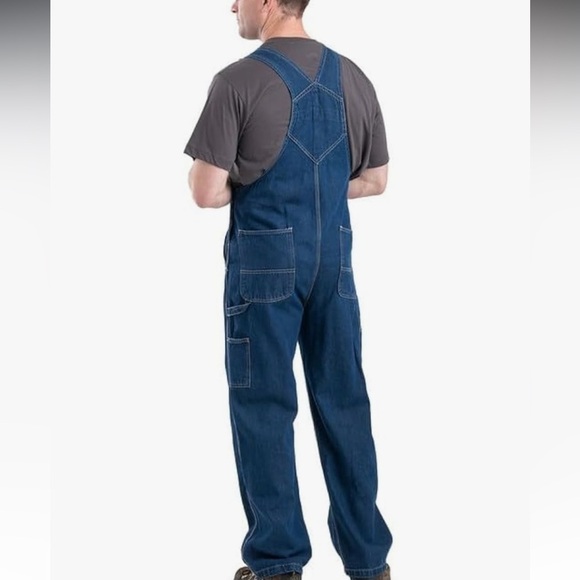 Berne Men's Heritage Unlined Washed Denim Bib Farm-House Chore Overalls Sz 48x32 - Picture 10 of 11